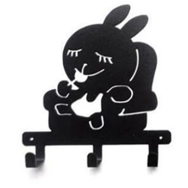 Original Design Funny Cartoon Rabbit Shaped Metal Robe Hook Coat Hat Bag Wall Hanger Decorative Wall Hooks