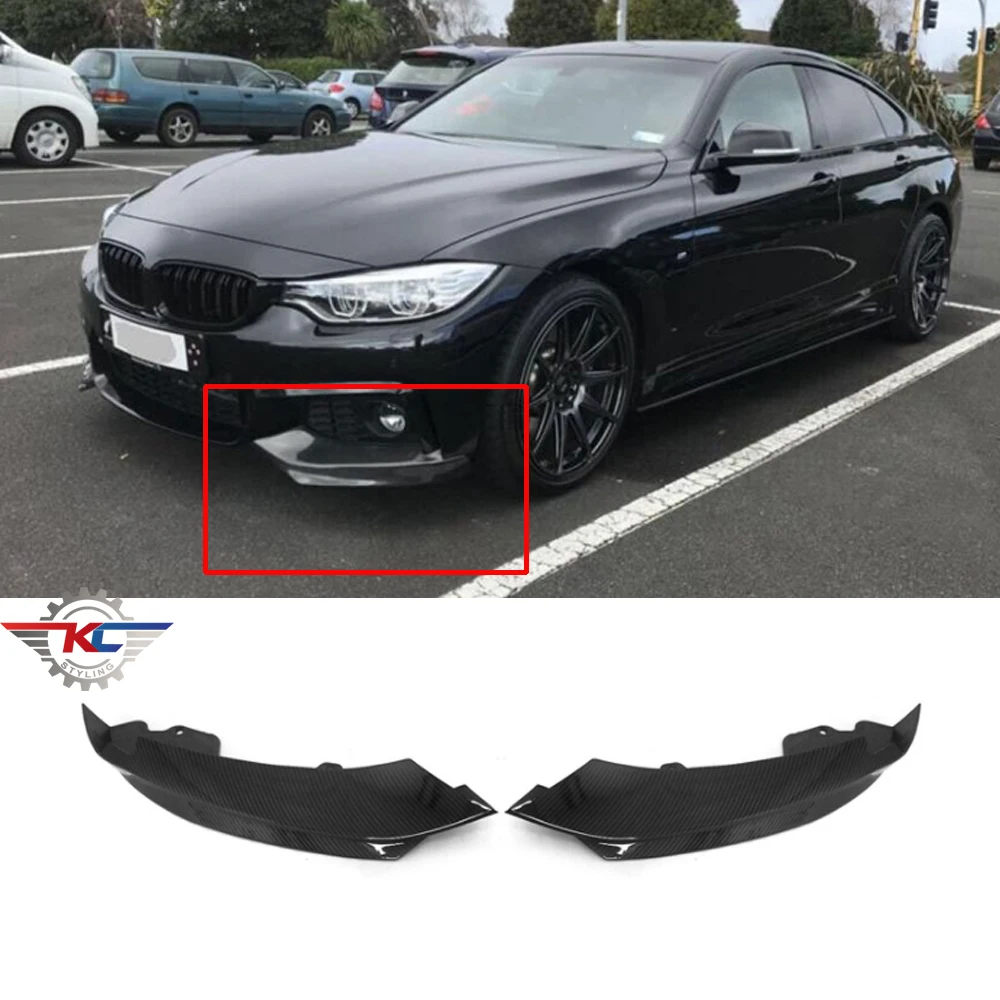 

2pcs Carbon Print Car Front Bumper ABS Glossy Black Splitter Diffuser For BMW 4-Series F32 F33 F36 428i 435i M-Sport 2014-2019
