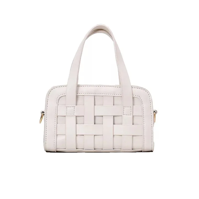 

Weave Small PU Leather Crossbody Bags For Women 2020 Lady Fashion Shoulder Handbags Female Travel Contrast Colors Totes