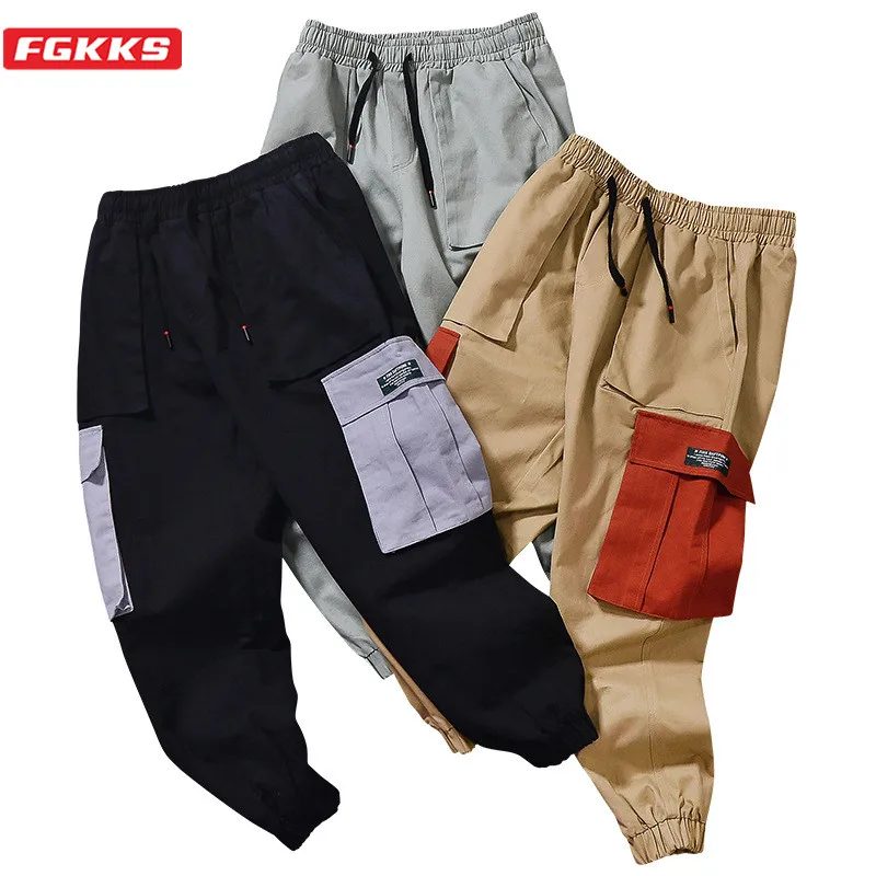 FGKKS японский стиль мужские хлопковые брюки карго Брендовые модные трендовые с
