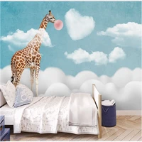 custom wallpaper childrens room sky creative clouds giraffe bedroom cartoon mural 8d waterproof wall covering