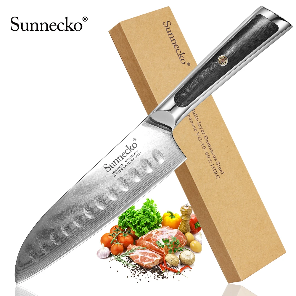 Sunnecko " нож Santoku японский VG10 Core стальное лезвие сильная твердость бритвы острый дамасский кухонные ножи G10 Ручка Горячая