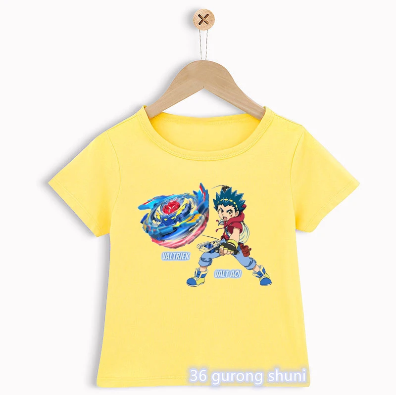 

Funny children's clothes tshirt Cool Beyblade Burst Evolution anime print boys t-shirts cartoon boys clothes summer yellow tops