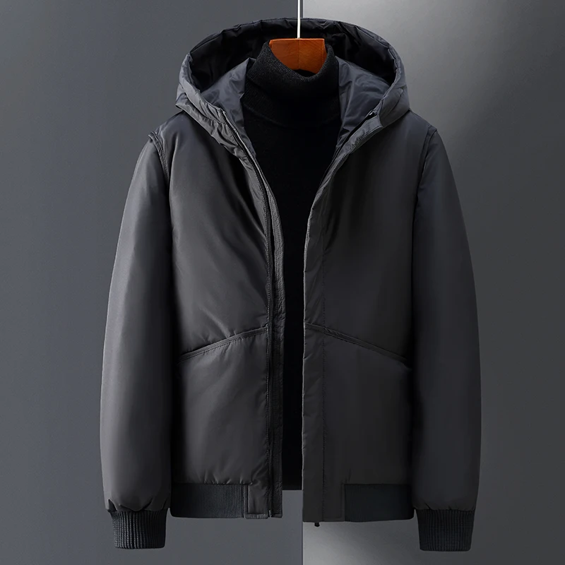 Men's White Duck Down Jacket Warm Hooded Thick Puffer Jacket Coat Male Casual High Quality Overcoat Thermal Winter Parka Men