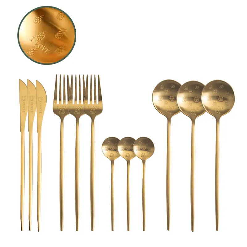 

New Gold Cutlery Set Luxury Knife Fork Tea Spoon Dinnerware Set Stainless Steel Tableware Set Dishwasher Safe Kitchen Flatware