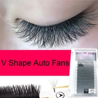 v shape premade volume eyelashes exensions easy fan blooming lashes extension auto fanning self making