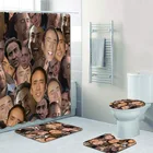 Забавные занавески для душа Николя Кейдж с коллажем лица, 4 шт., водонепроницаемые занавески для ванной, коврики для ванной, ковер, декор для ванны