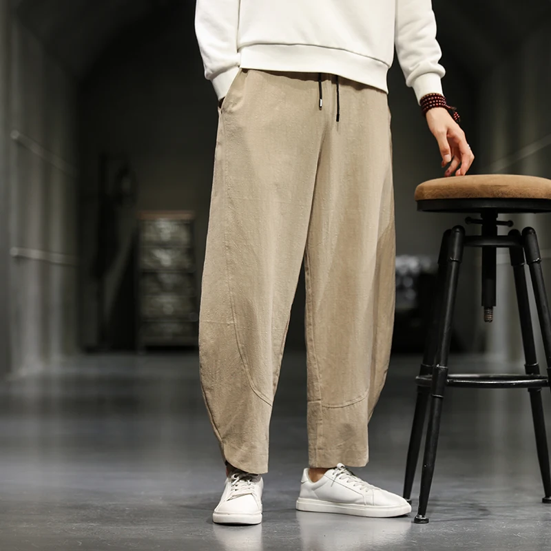 

2022 Men's Solid Color Harem Pants Harajuku Style Men Loose Ankle-Length Trousers Streetwear Male Casual Pants Large Size 5XL