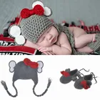 2 шт.компл. новорожденных Подставки для фотографий крючком слон длинная коса шляпа и обувь комплект одежды для малышей