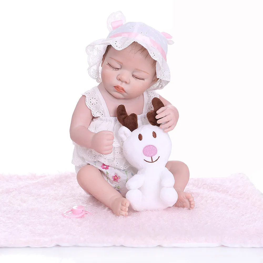 48 см 19 ''закрытыми глазами для новорожденных Reborn Baby Doll все силиконовая
