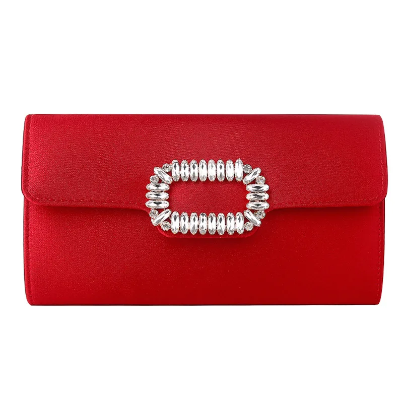 

2021 new style square buckle satin bag hand bag banquet hand bag women's bag diamond celebrity Dinner Bag dress bag
