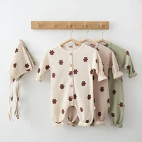 baby clothes newborn baby clothes with hat printing bear baby jumpsuit long sleeve boy and girls autumn underpainting jumpsuit