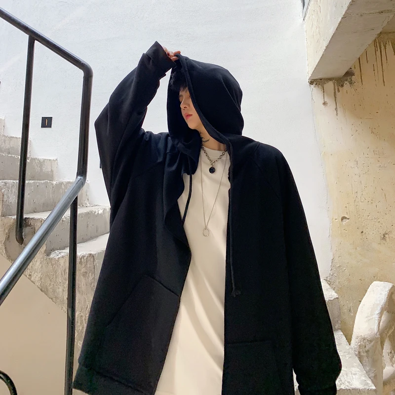 Мужская толстовка на молнии с капюшоном Свободный Повседневный Кардиган в стиле