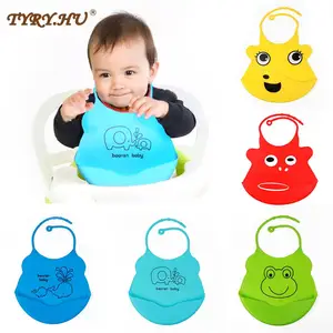 Детские Водонепроницаемые нагрудники с мультяшным принтом, мягкие силиконовые нагрудники с животным рисунком для девочек и мальчиков, регулируемый детский нагрудник