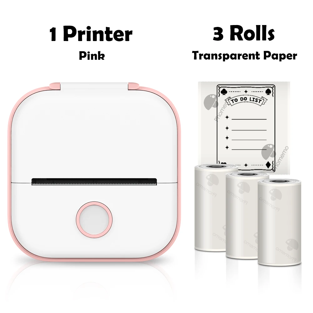 

T02 Mini Thermal Printer Wirelessly 203dpi Photo Label Printer Journal Printing With USB Cable Portable Mini Thermal Printer