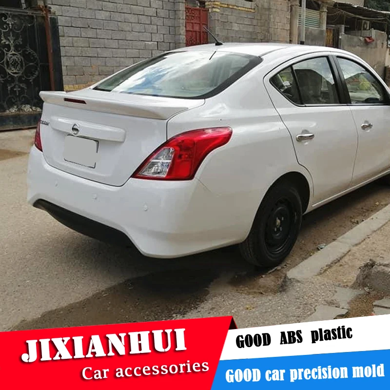 

Для Versa спойлер 2011-2017 Nissan Sunny Sedan спойлер jsdK ABS пластик Материал заднее крыло автомобиля Цвет задний спойлер