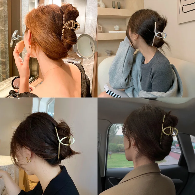 

Ruoshui Woman Metal Hair Claws Hair Accessories Chic Barrettes Hairclips Hairpins Ladies Hairgrip Headwear Girls Ornaments Crab