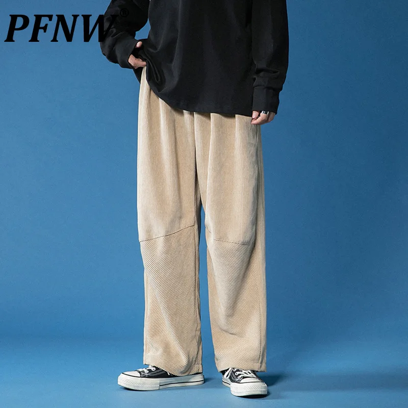 

Мужские вельветовые брюки PFNW, теплые свободные утепленные прямые брюки с широкими штанинами и плюшевой подкладкой, на осень/зиму, 2X0297