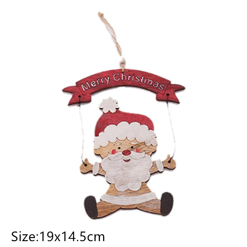 1pc-34-santa Рождество Noel Счастливого Рождества деревянные подвесные украшения для рождественской елки украшения для дома Noel Navidad Декор новогодние подарки - Цвет: 1pc-34-santa