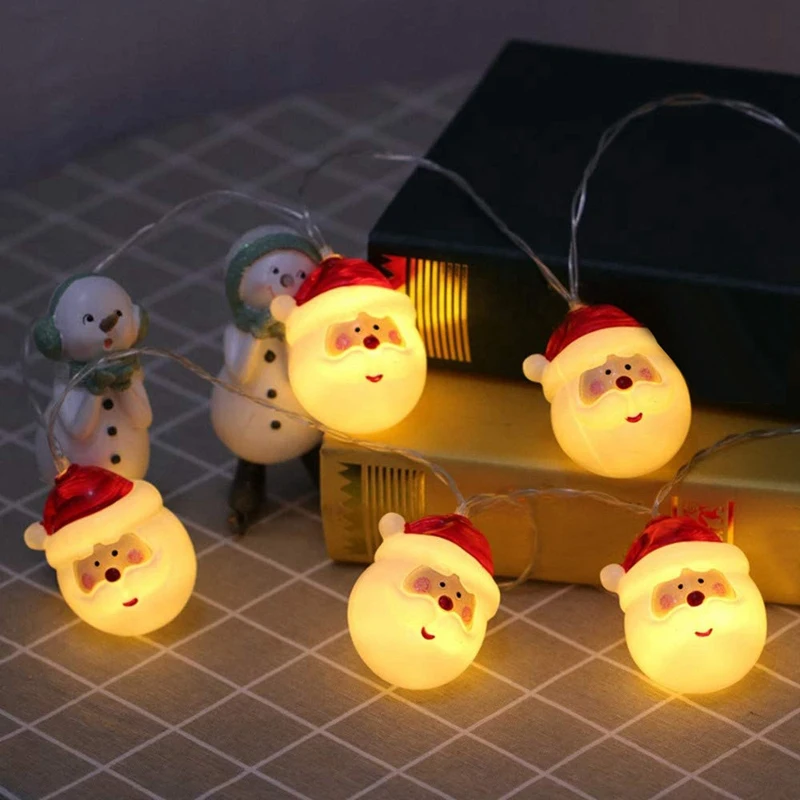 

10-Light Santa Head Light Battery Operated 1.5M Santa Claus Fairy Lights for Christmas,Holidays,Party