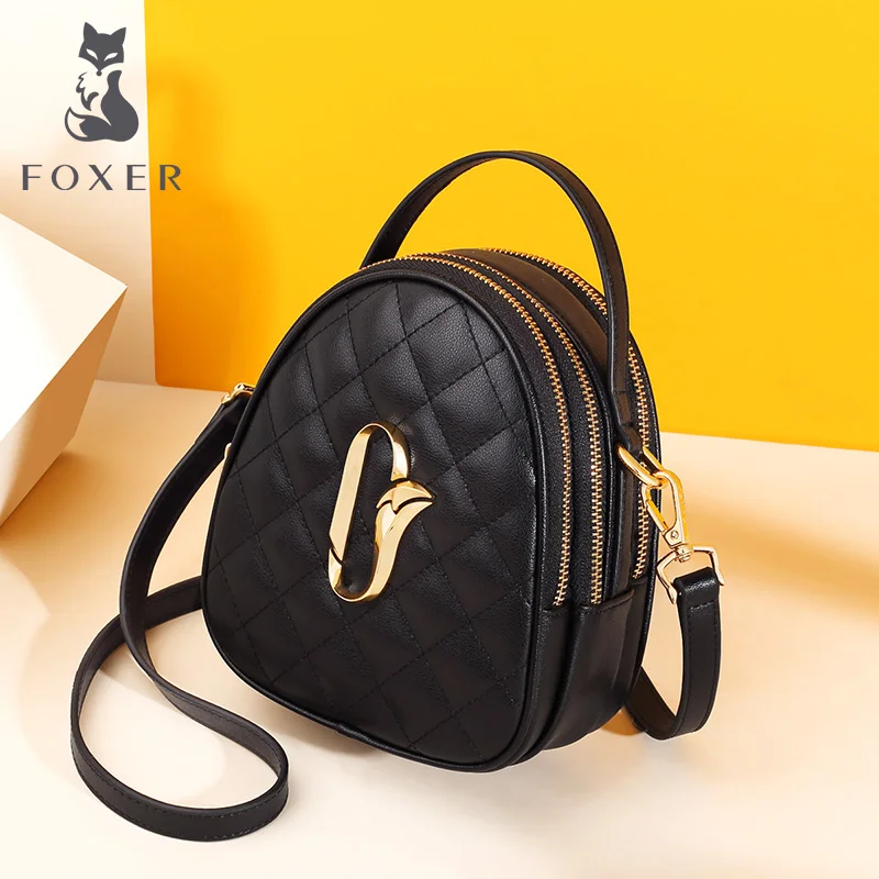 FOXER Женская мини сумка через плечо модная круглая Сумка тоут для девочек из