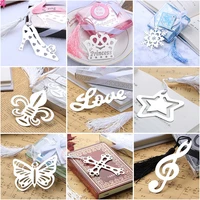 metal bookmark with tassel book markers wedding souvenirs baby shower party favors with gifts box packaging 23 designs