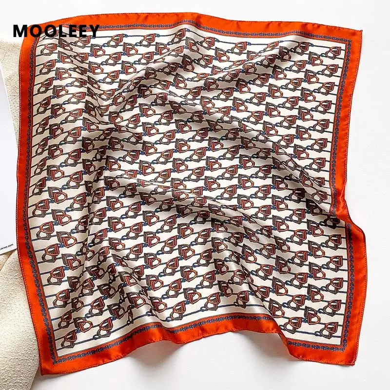

Изысканный шарф из 100% шелка тутового шелкопряда, женский квадратный платок с принтом на цепочке 53 см, Женская атласная бандана, Саржевые диз...