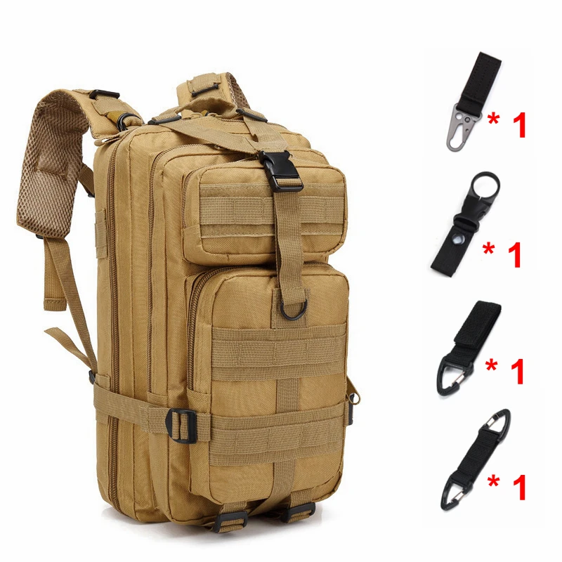 Khaki and hooks Открытый походный рюкзак военный тактический Molle рюкзак камуфляж большой емкости Кемпинг Альпинизм Охота Дорожная Спортивная Сумка - Цвет: Khaki and hooks