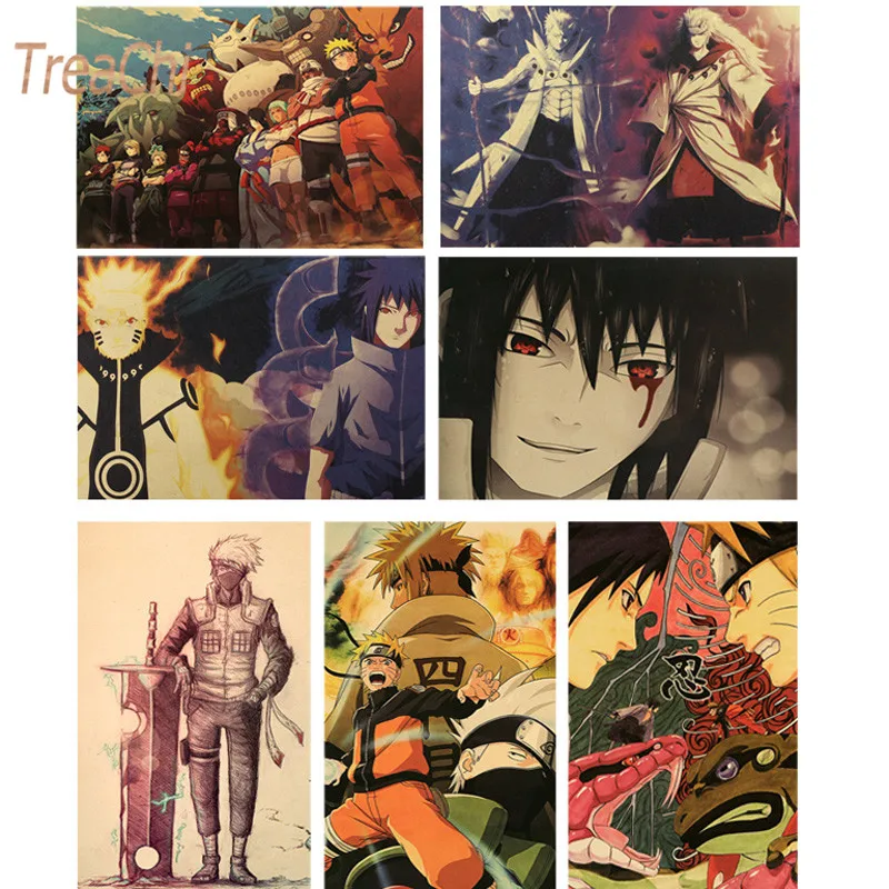 Уютный момент аниме мультфильм Узумаки постер Naruto Винтаж крафт бумага комиксы Наруто живопись Бар Детская комната Декор 50*35 см