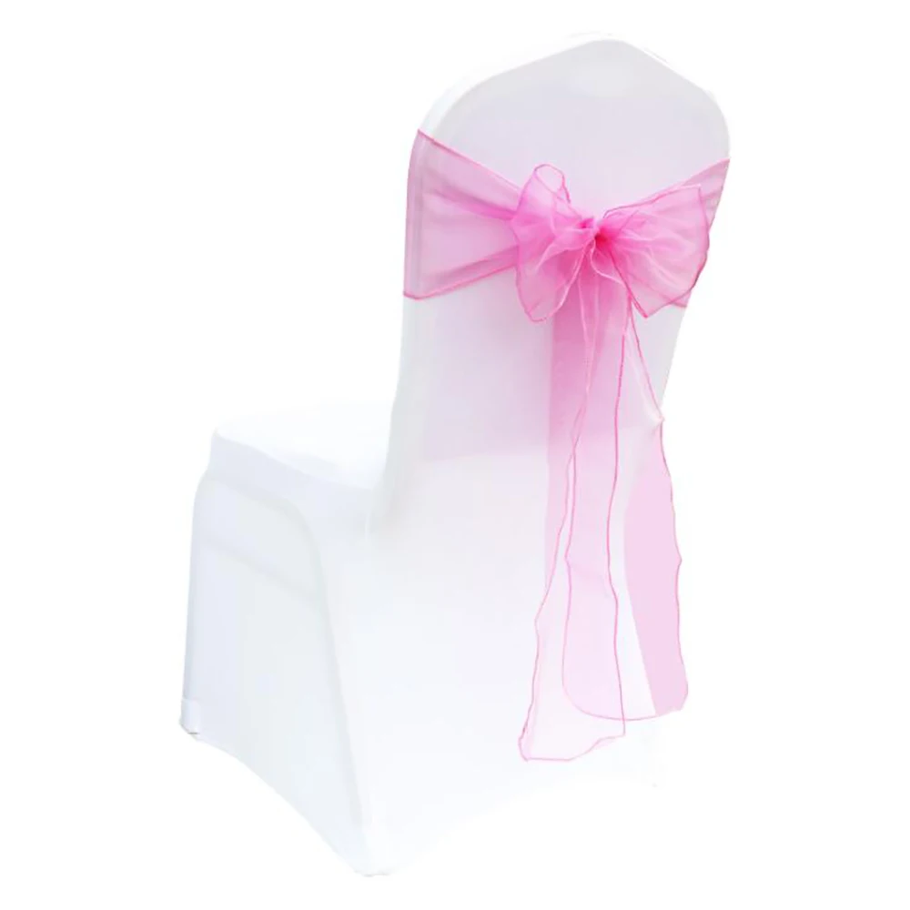 

25pcs Chairs Bow Decoration for Wedding Chair Organza Chair Sashes Knot Cover Band Belt Ties For Party Banquet