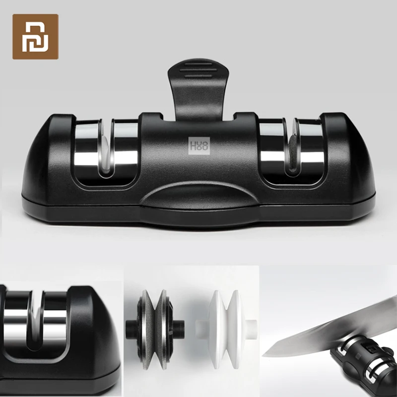 

Youpin Huohou Ножи точилка 2 этапа двойное колесо-точилка точильный камень инструмент для Кухня Ножи