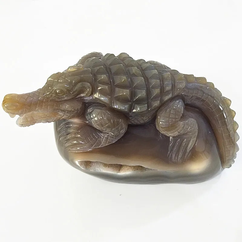 1855 г натуральный аметист скульптура Жеода статуя крокодила украшение дома камни