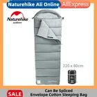 Хлопковый спальный мешок Naturehike для отдыха на природе, моющийся, квадратный, сохраняющий тепло, расширенный, с капюшоном, дышащий, портативный, мягкий, со сращением