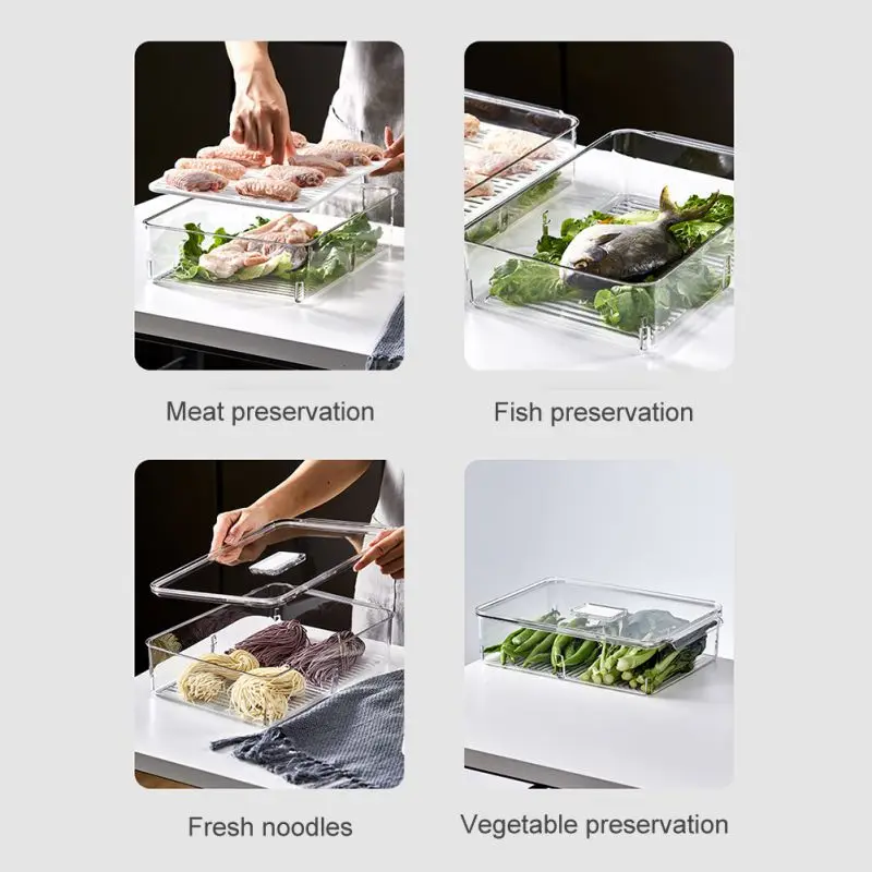 

Stackable Plastic Food Storage Bins Egg/Vegetable/Dumpling Storage Box - Clear Plastic BPA Free Food Storage Rack Fresh Boxes