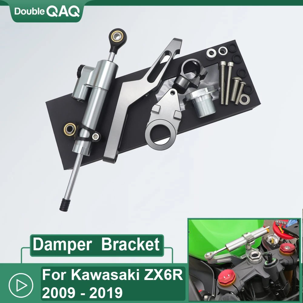 ZX-6R CNC Motorcycle Steering Stabilize Damper Bracket Mount For Kawasaki ZX6R 2009 - 2019 2018 2017 2016 2015 2014 2013 2012