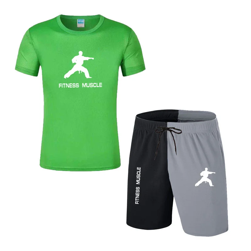 

Summer Quick-Drying Men's T-Shirt Breathable Casual Wear Fitness Sports Suit Short-Sleeved T-Shirt + Shorts 2-Piece Set 2021 New