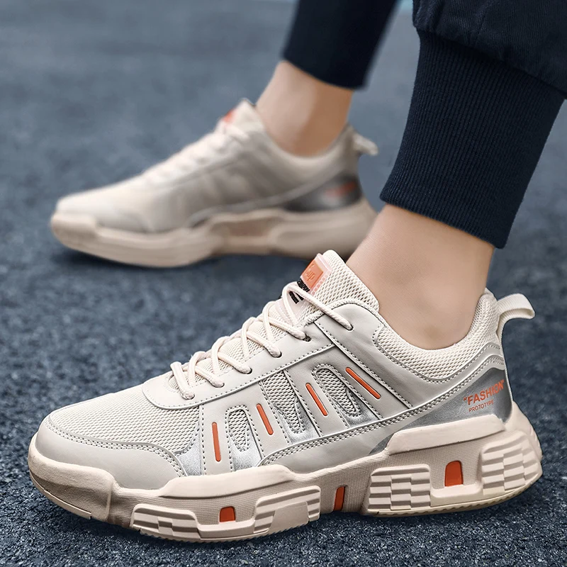 New Men Fashion Casual Shoes Lightweight Mesh Breathable Sneakers Lace-up Platform Hard-Wearing Height Increasing | Обувь