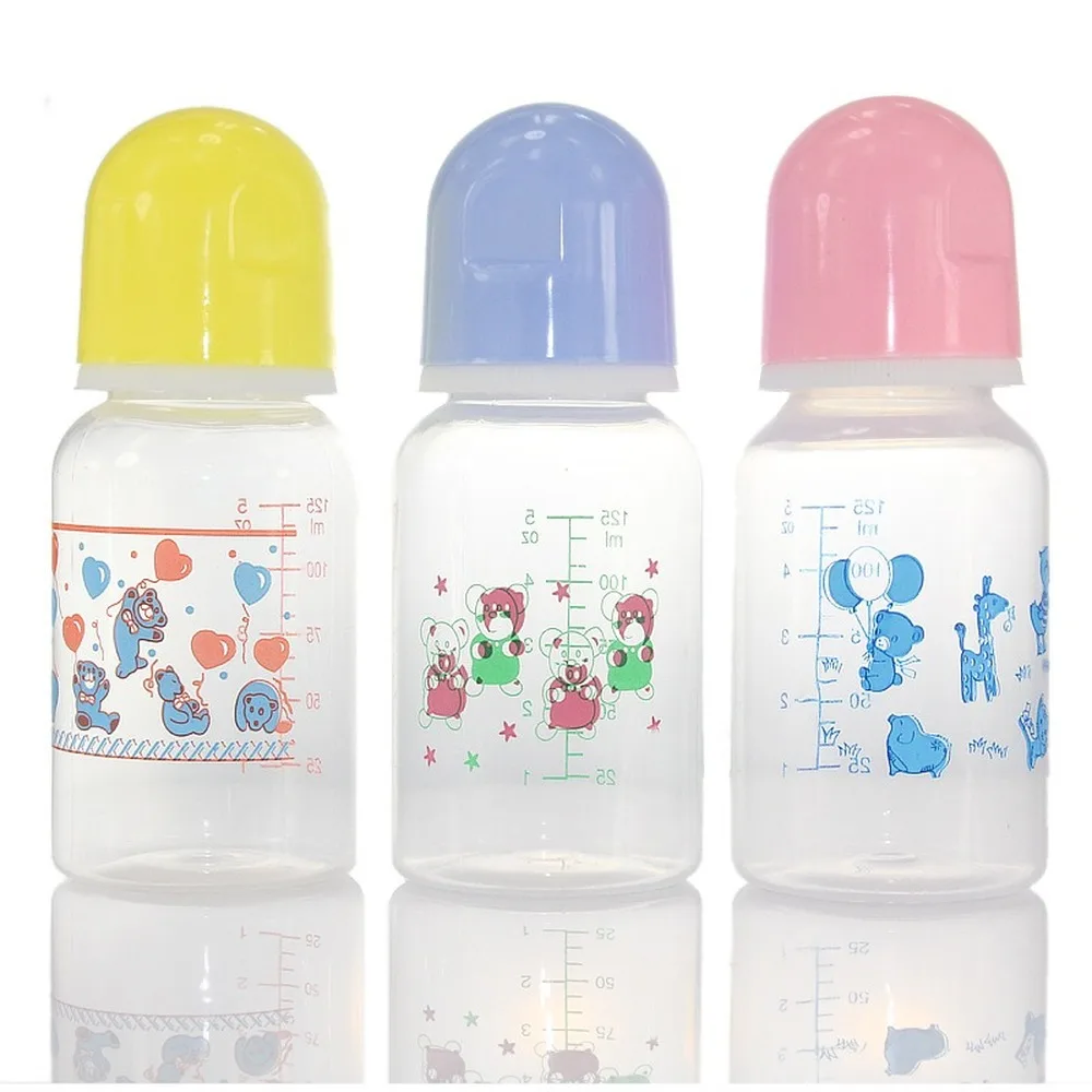 125mL Carton Pattern PP Plastic Standard Caliber Baby Infant Newborn Feeding Bottle Feeder