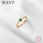 Женское кольцо WANTME из серебра 925 пробы, с зеленым Цирконом