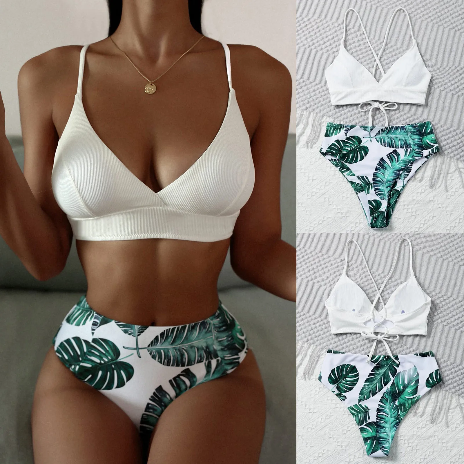 

Women Bikini Floral Printed Push Up High Cut Hight Waist Bikinis Set Two Piece Water Color Swimsuit Swimwear Bikini Mujer