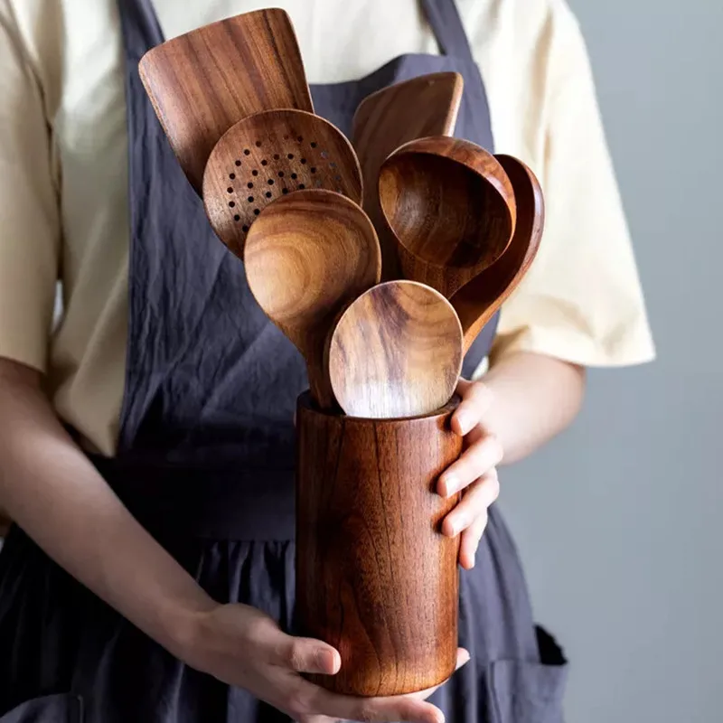 Набор Кухонной Утвари Из Натурального Тикового Дерева посуда ложка половник