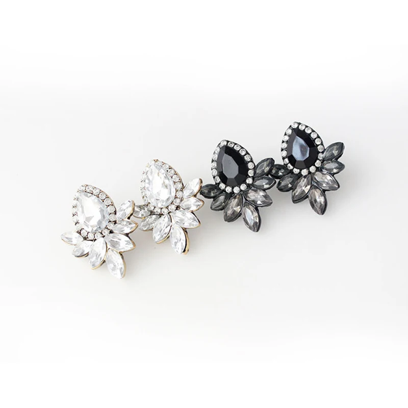 Женские серьги в Корейском стиле черно-белые серьги-стразы с многогранным
