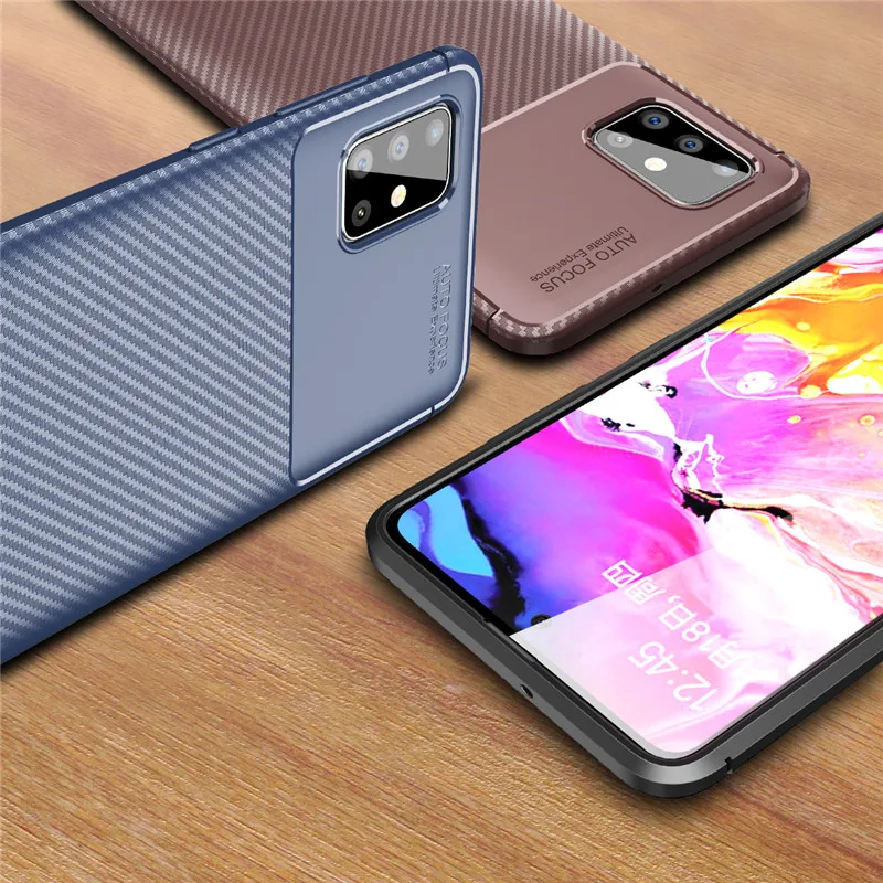 Чехол из углеродного волокна для Samsung Galaxy A51 чехол мягкие защитные корпуса бампер