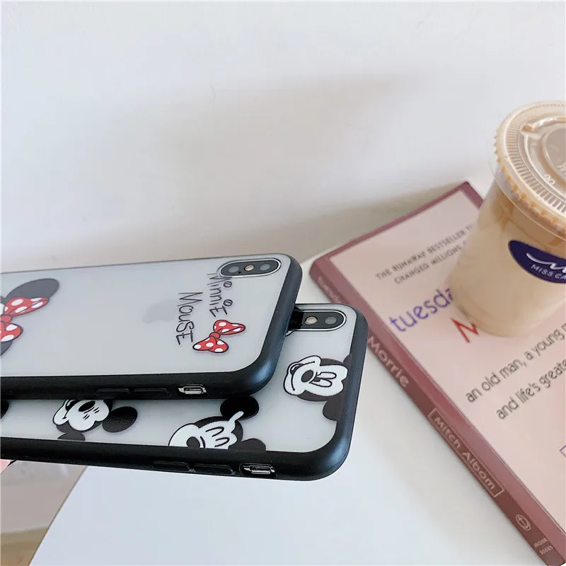FastDeng простой мультяшный чехол с Микки и Минни для iPhone 6, 6s, 7, 8 plus, матовый чехол с милым рисунком мышки для iPhone X, XR, XS, Max, чехол