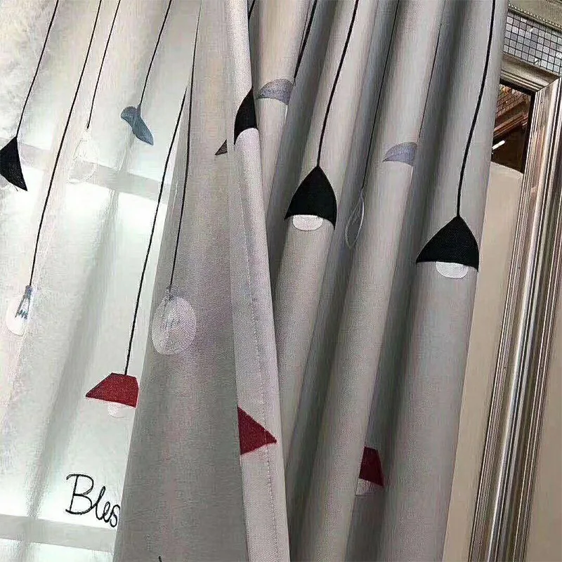 

2021 New Modern Blackout Curtain Cloth Velvet Linen Embroidery Cloth Finished Custom Living Room Bedroom Hotel Curtain