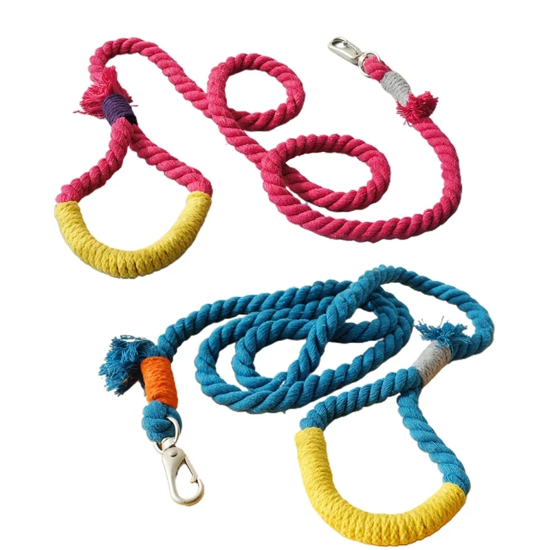 

150cm Durable Round Cotton Braided Lead Rope Belt for Pet Dog Training Leashes