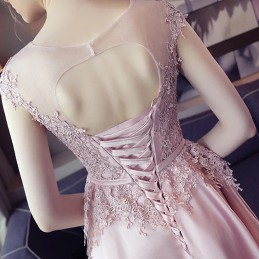 Платье для выпускного вечера, розовое, с круглым вырезом, без рукавов, Vestidos De Gala, новинка, вечерние коктейльные платья с аппликацией, MW009, вечерние платья