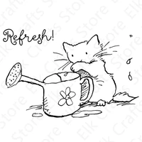 animal cat watering can pattern clear stamps and metal cutting dies set for diy craft making greeting card scrapbooking 2021 new