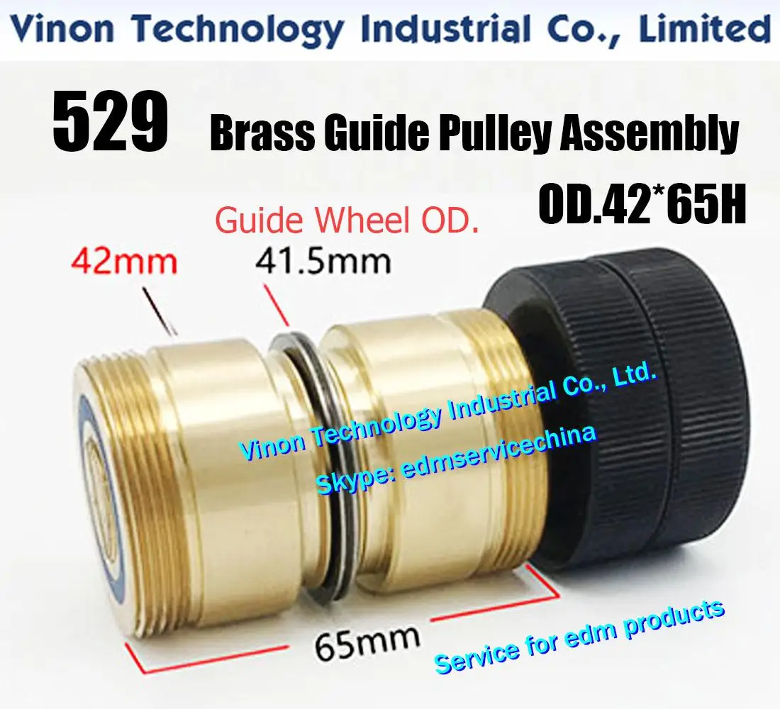 

OD42x65Hmm 529 Brass Guide Pulley Roller Assembly Parts,Brass-Roller's Diameter 42mm,Guide-Pulley's Dia.41.5mm,Height 65mm