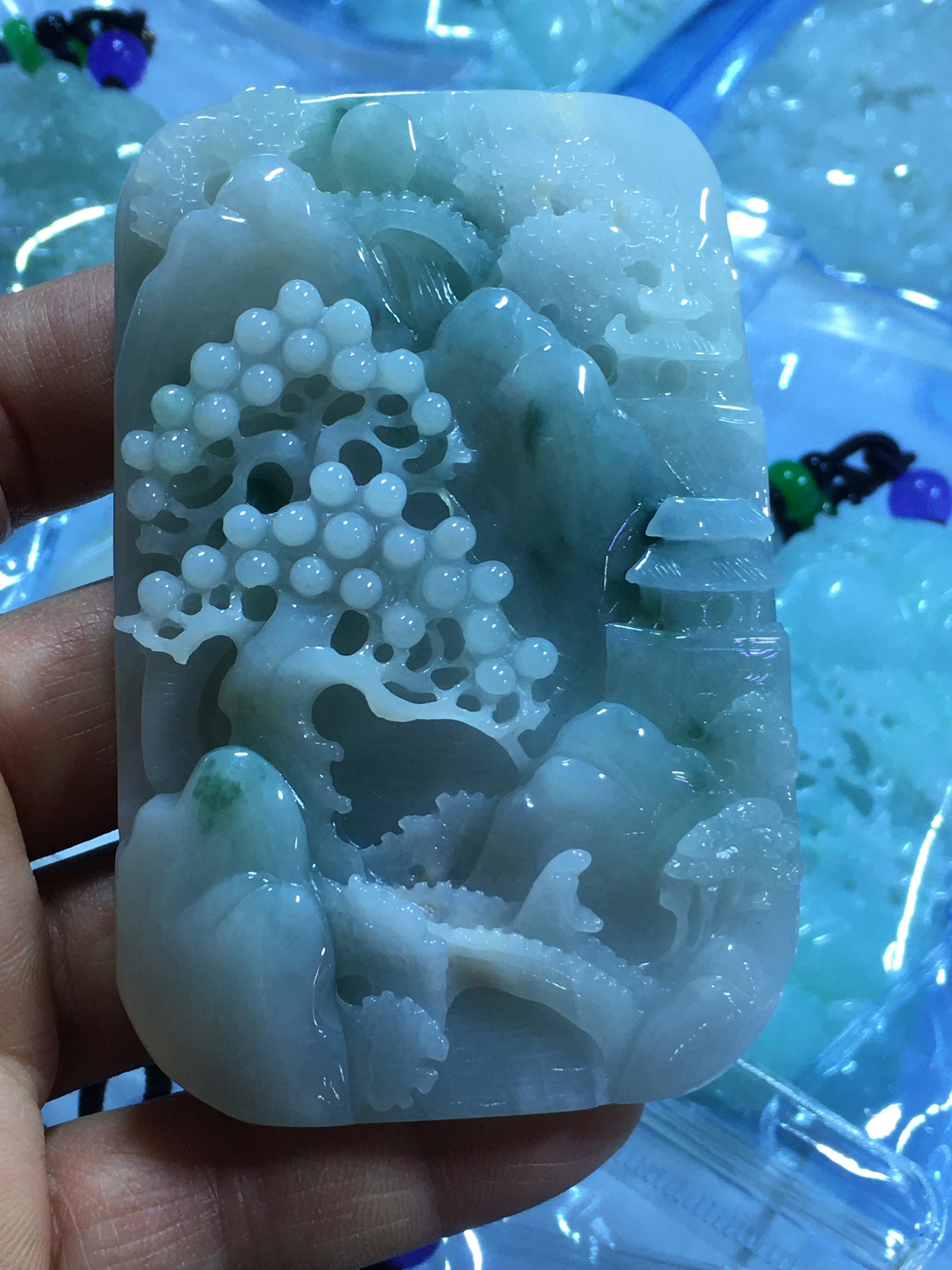 

Natural 7A Myanmar jade Handcarved landscape jade green jade pendant jade necklace women men pendants jewelry jade necklaces